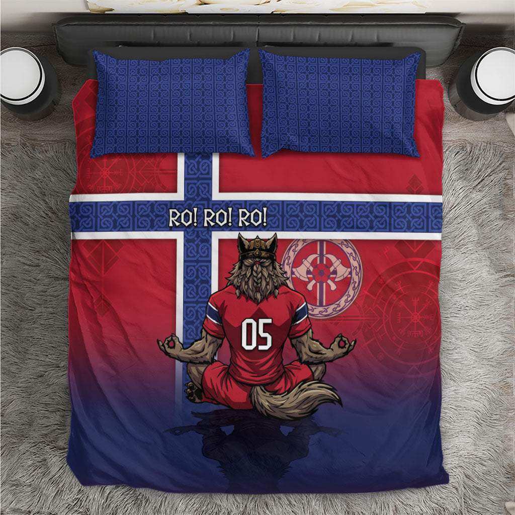Custom Norway Football Bedding Set Ro Ro Meditating Viking Wolf