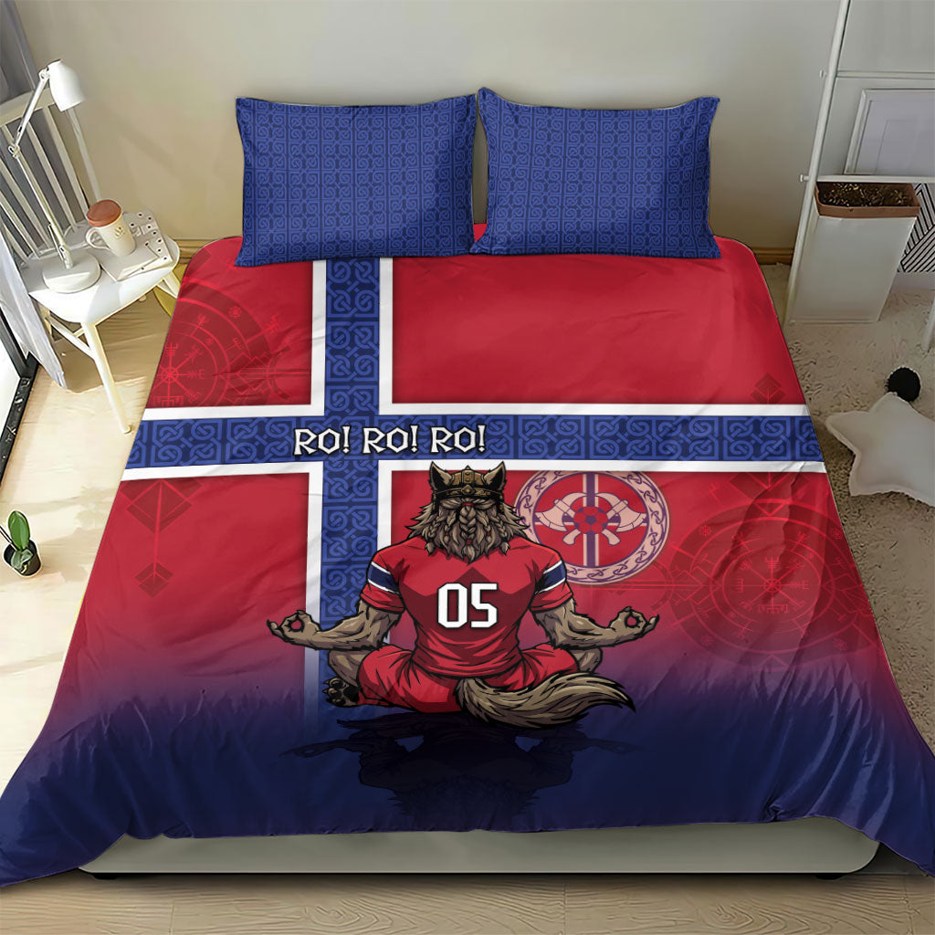 Custom Norway Football Bedding Set Ro Ro Meditating Viking Wolf