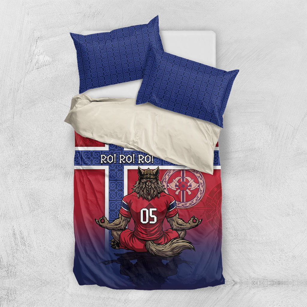Custom Norway Football Bedding Set Ro Ro Meditating Viking Wolf