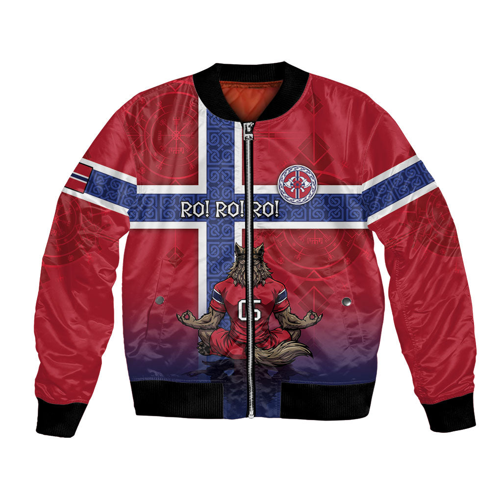 Custom Norway Football Bomber Jacket Ro Ro Meditating Viking Wolf