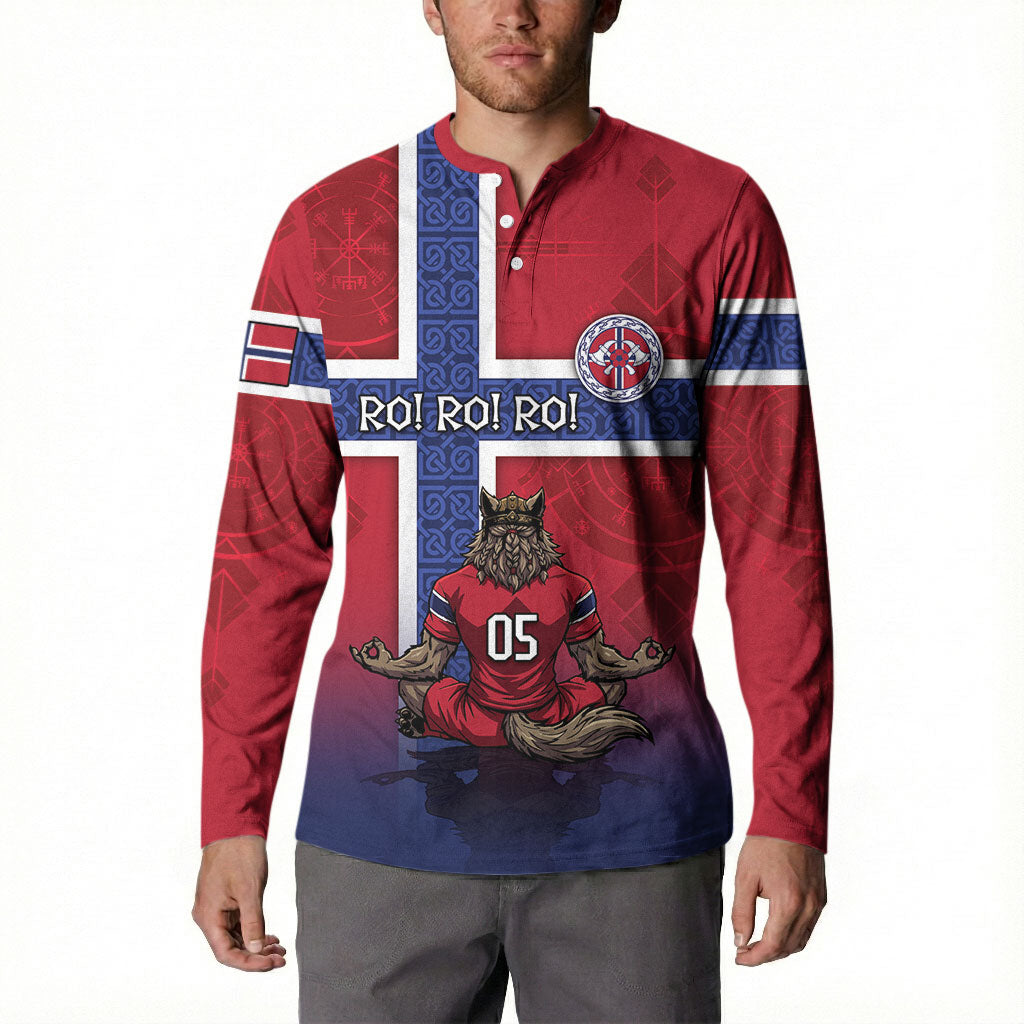 Custom Norway Football Button Sweatshirt Ro Ro Meditating Viking Wolf