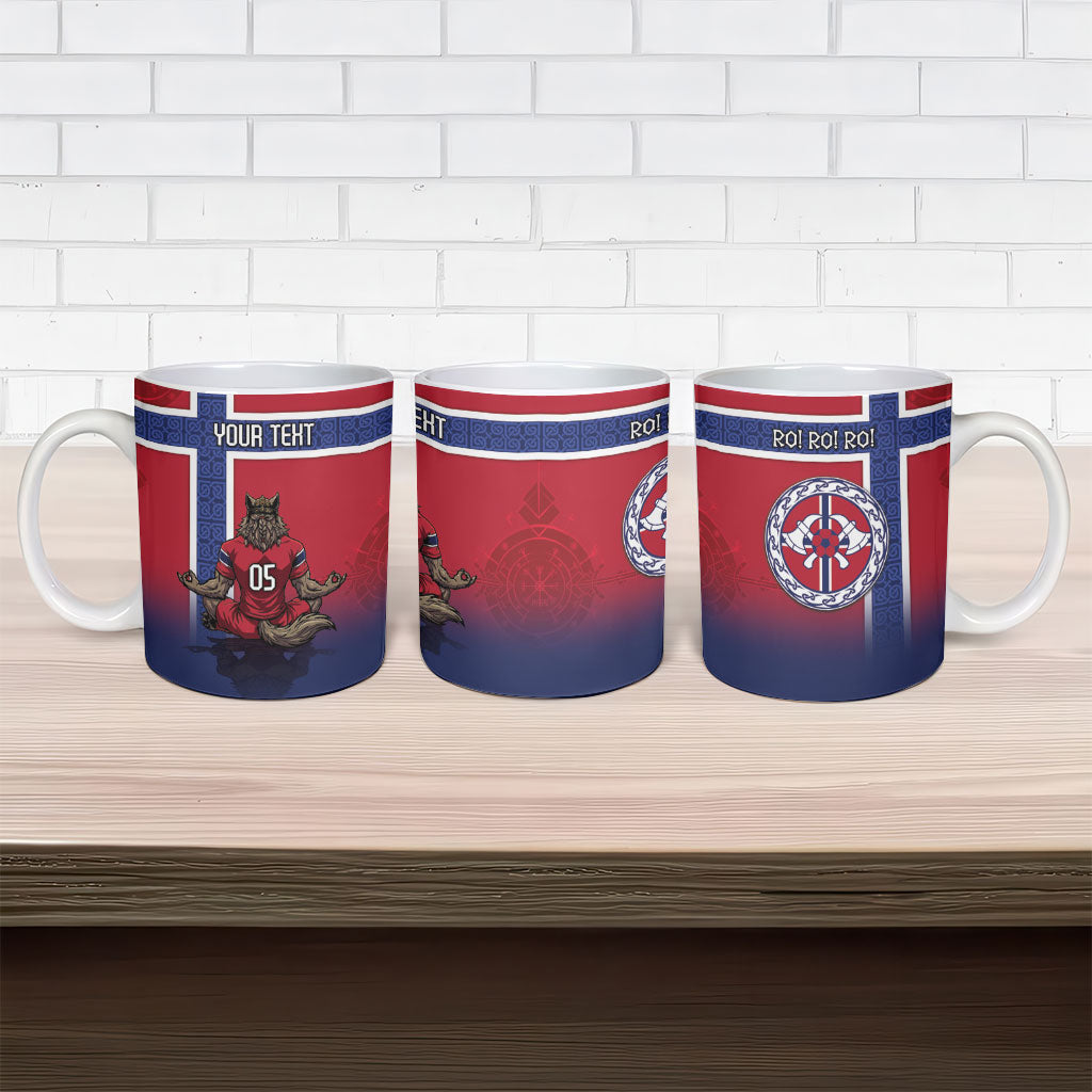 Custom Norway Football Ceramic Mug Ro Ro Meditating Viking Wolf