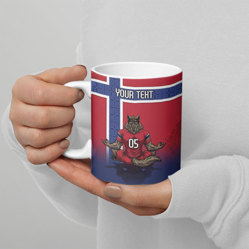 Custom Norway Football Ceramic Mug Ro Ro Meditating Viking Wolf