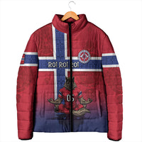 Custom Norway Football Padded Jacket Ro Ro Meditating Viking Wolf