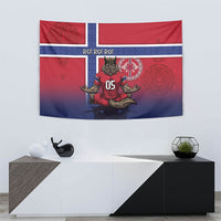 Custom Norway Football Tapestry Ro Ro Meditating Viking Wolf