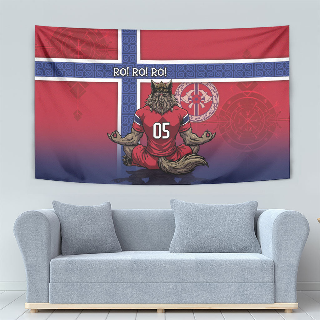 Custom Norway Football Tapestry Ro Ro Meditating Viking Wolf