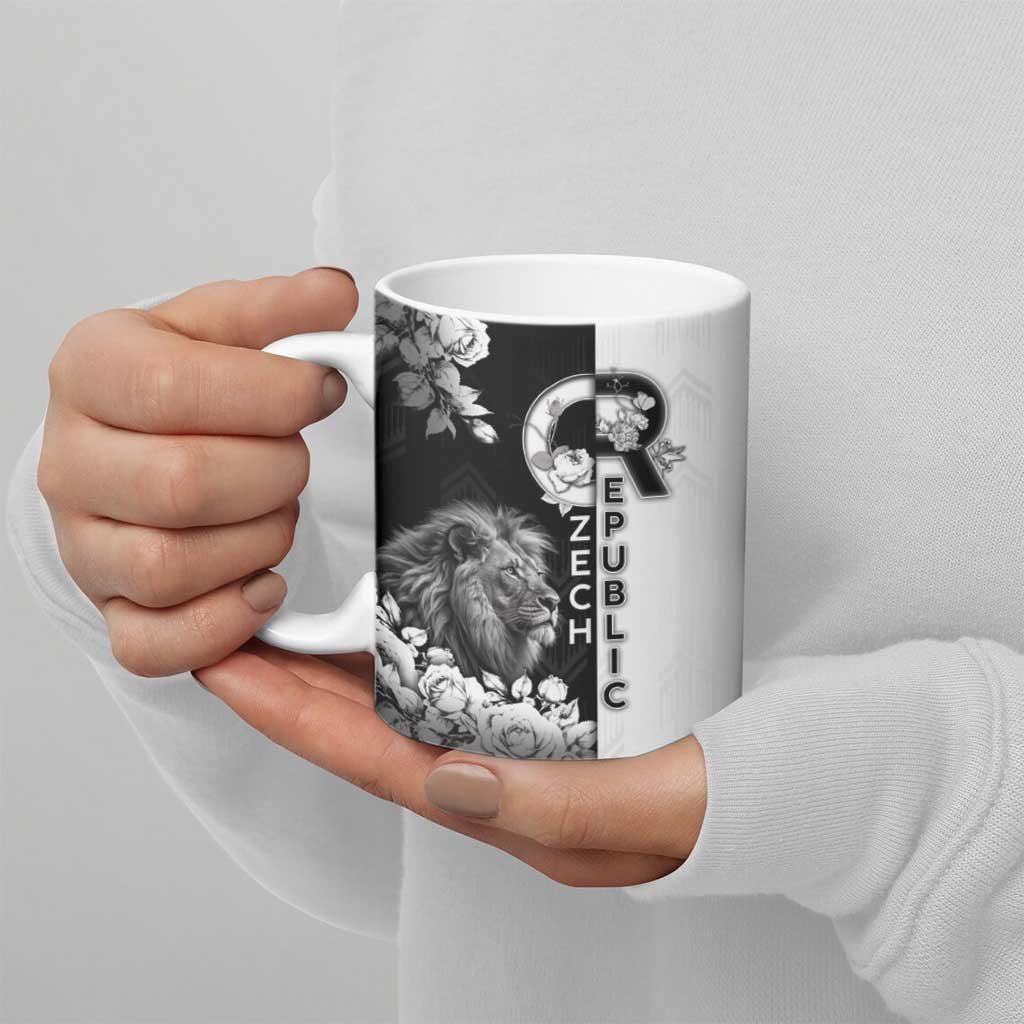 Czech Republic Ceramic Mug White Lion With Rose - Wonder Print Shop