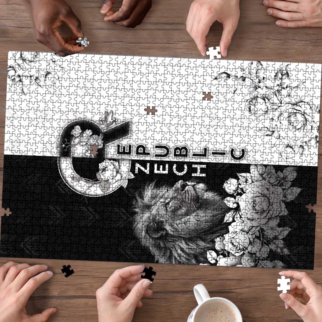 Czech Republic Puzzle White Lion With Rose - Wonder Print Shop