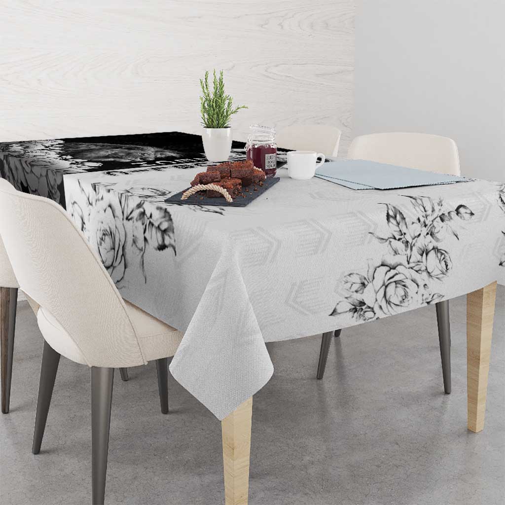 Czech Republic Tablecloth White Lion With Rose - Wonder Print Shop
