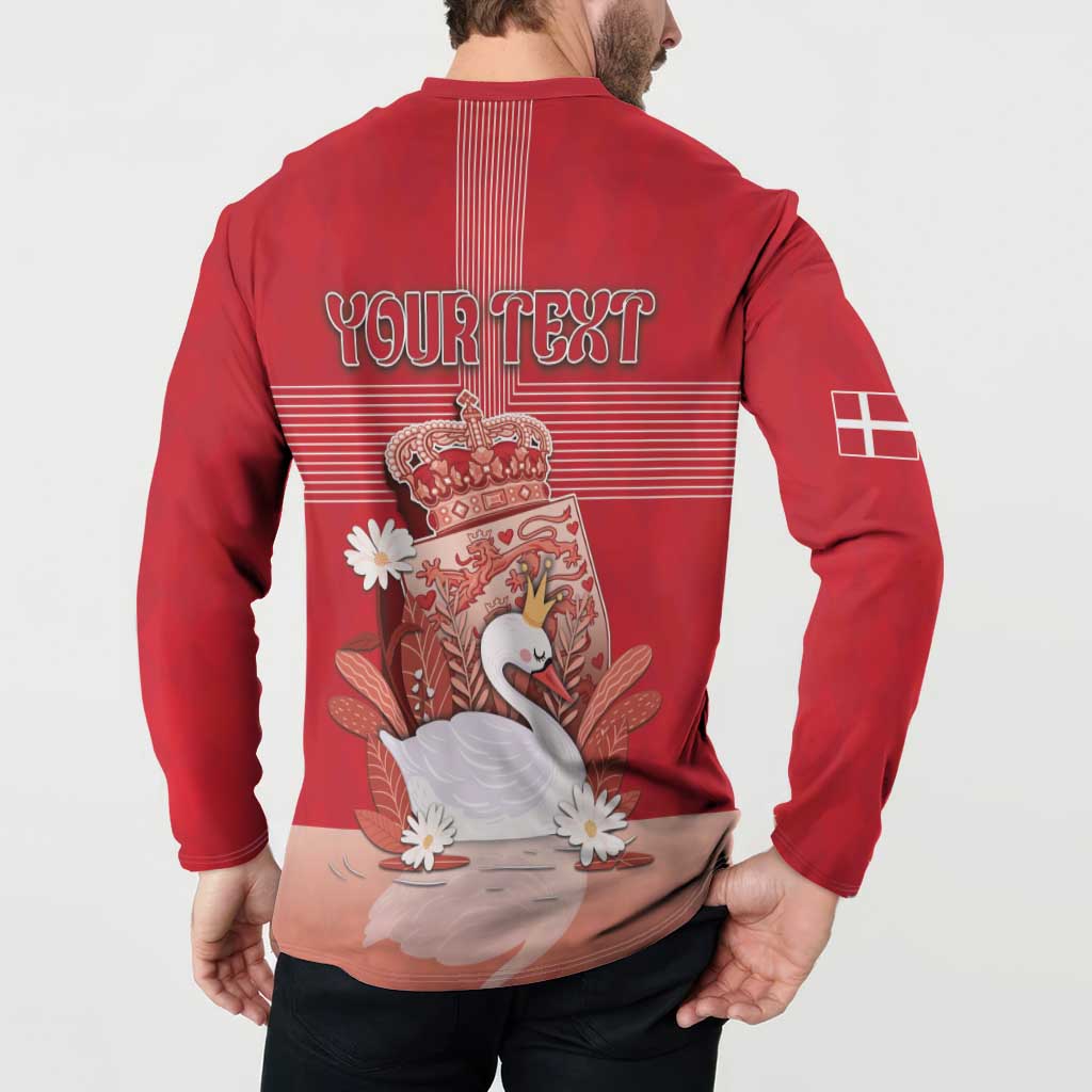 Personalized Denmark Button Sweatshirt Mute Swan With Symbol - Wonder Print Shop