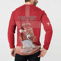 Personalized Denmark Button Sweatshirt Mute Swan With Symbol - Wonder Print Shop