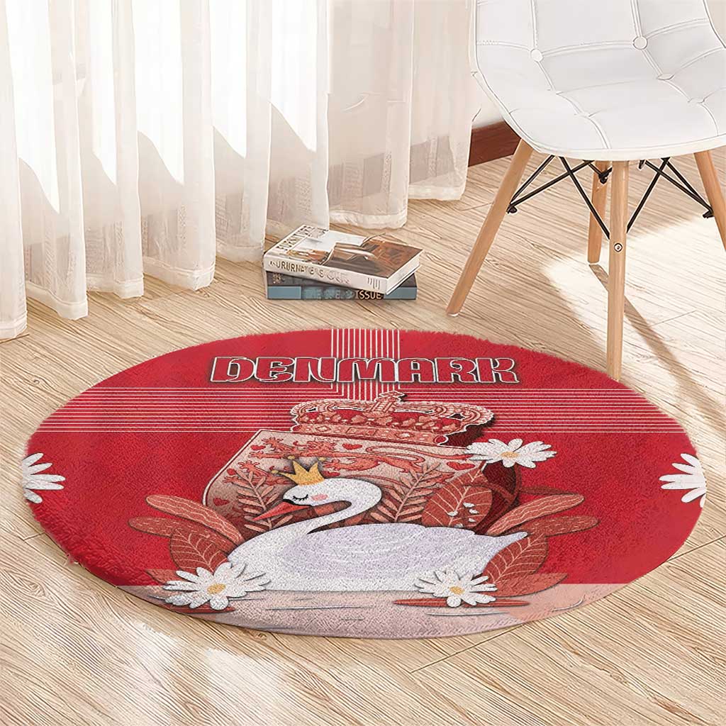 Denmark Round Carpet Mute Swan With Symbol - Wonder Print Shop