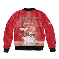 Personalized Denmark Sleeve Zip Bomber Jacket Mute Swan With Symbol - Wonder Print Shop