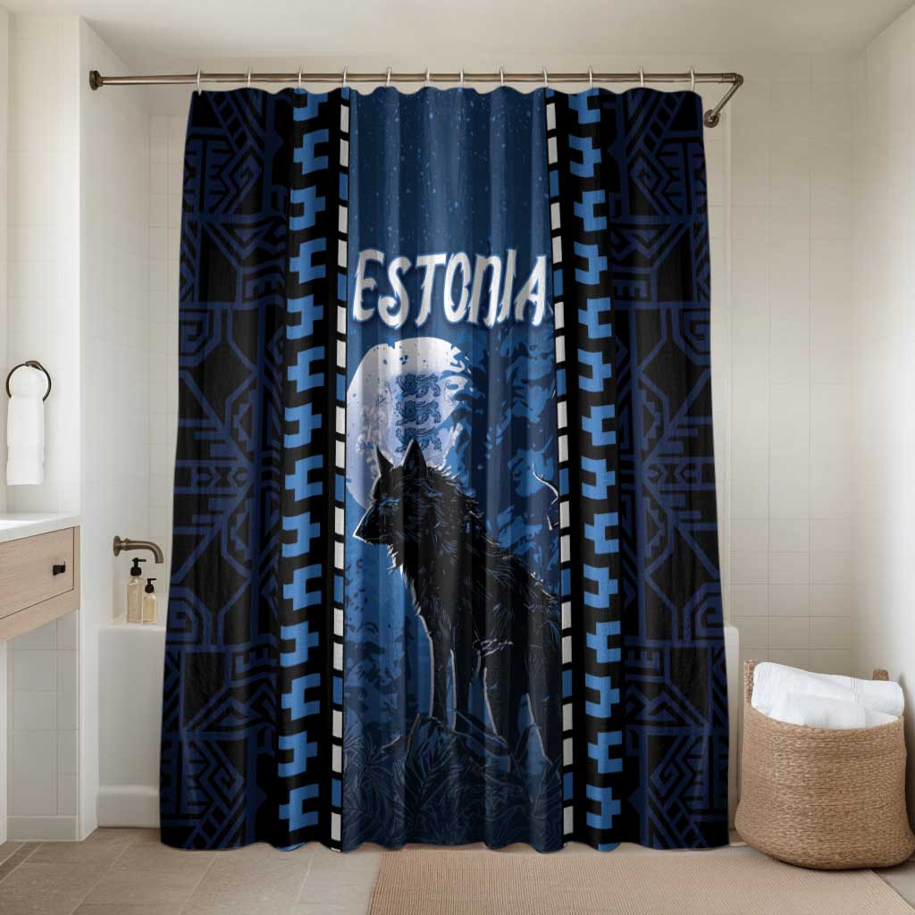Estonia Bathroom Set Night Wolf With Pattern - Wonder Print Shop