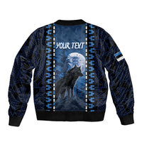 Personalized Estonia Bomber Jacket Night Wolf With Pattern - Wonder Print Shop