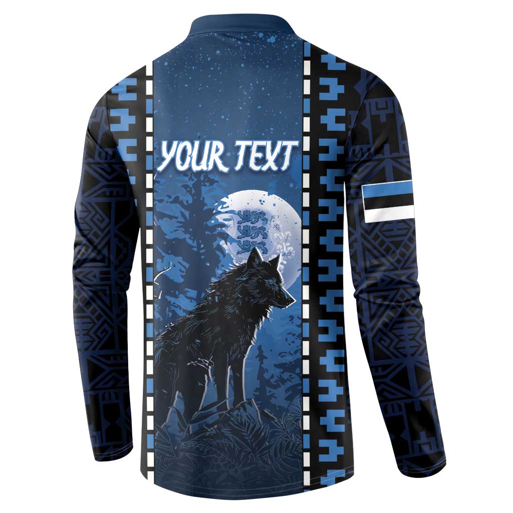 Personalized Estonia Button Sweatshirt Night Wolf With Pattern - Wonder Print Shop