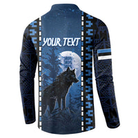 Personalized Estonia Button Sweatshirt Night Wolf With Pattern - Wonder Print Shop