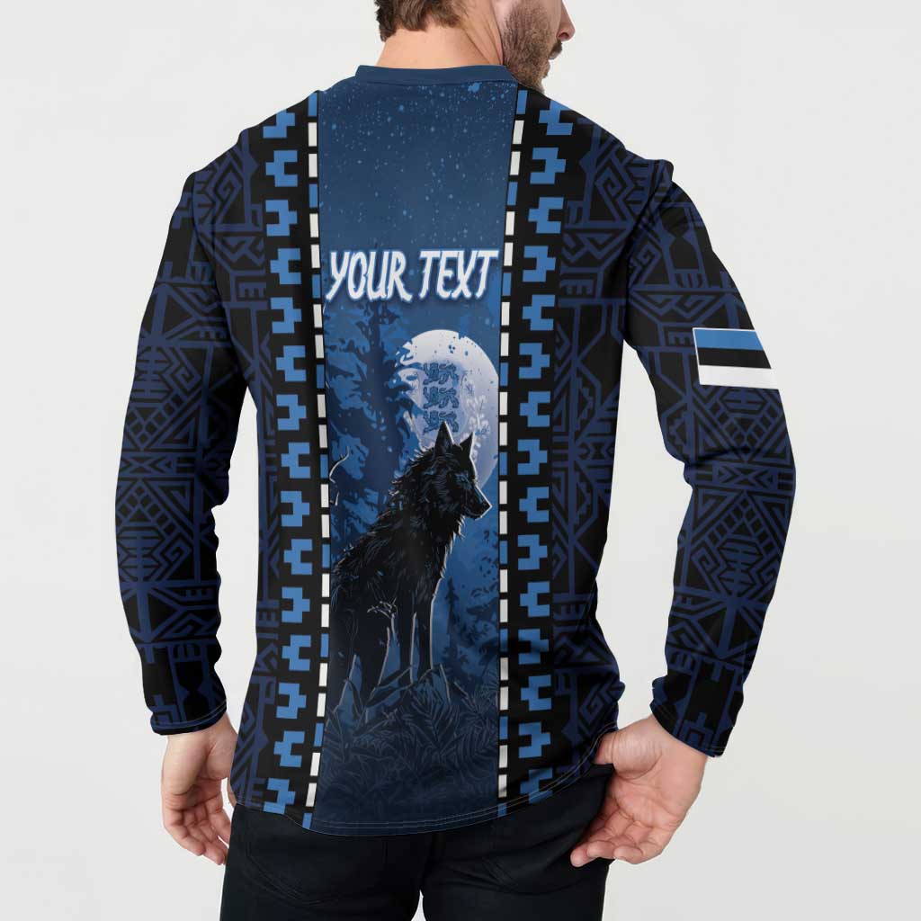 Personalized Estonia Button Sweatshirt Night Wolf With Pattern - Wonder Print Shop