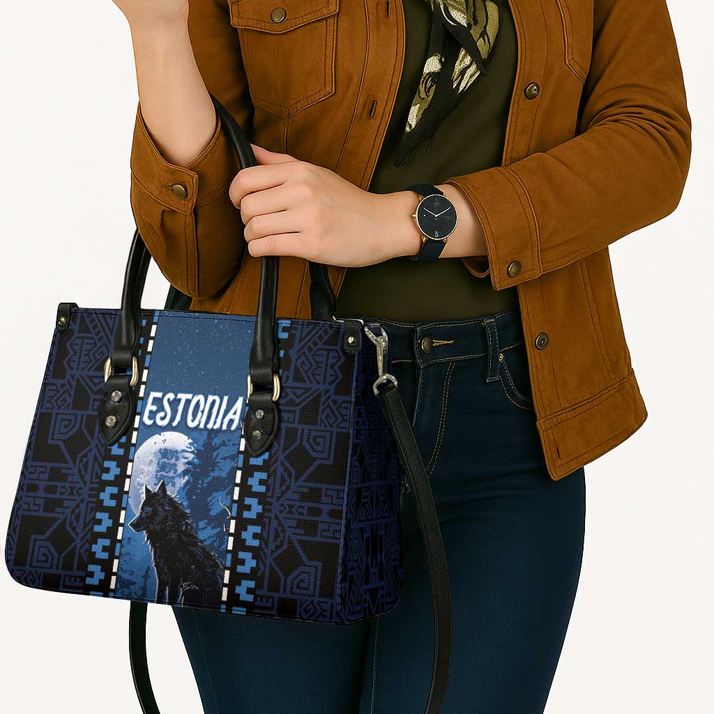 Estonia Leather Bag Night Wolf With Pattern - Wonder Print Shop