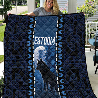 Estonia Quilt Night Wolf With Pattern DT05 - Single / 130cm x 150cm / Navy