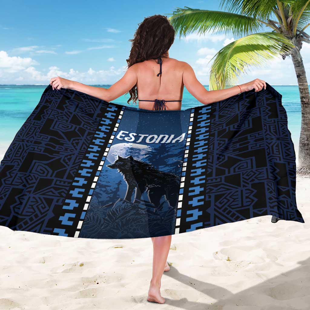 Estonia Sarong Night Wolf With Pattern - Wonder Print Shop