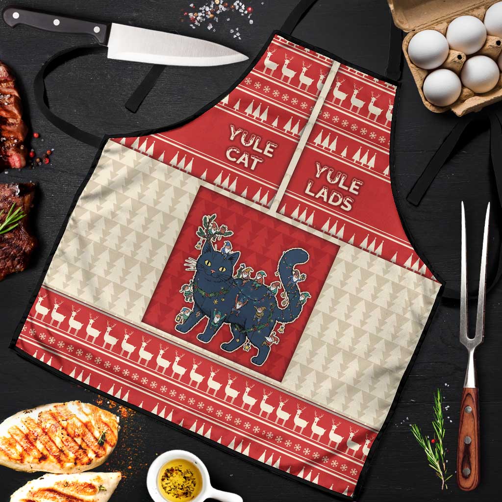 Yule Cat And Yule Lads Apron Cute Retro Style - Wonder Print Shop