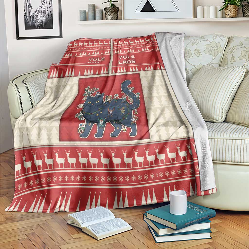 Yule Cat And Yule Lads Blanket Cute Retro Style - Wonder Print Shop