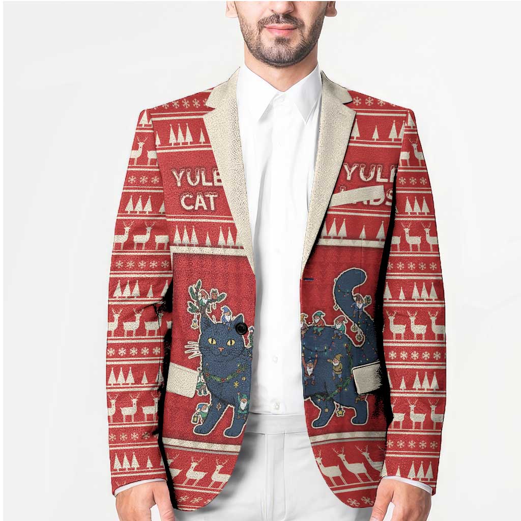 Yule Cat And Yule Lads Blazer Cute Retro Style - Wonder Print Shop