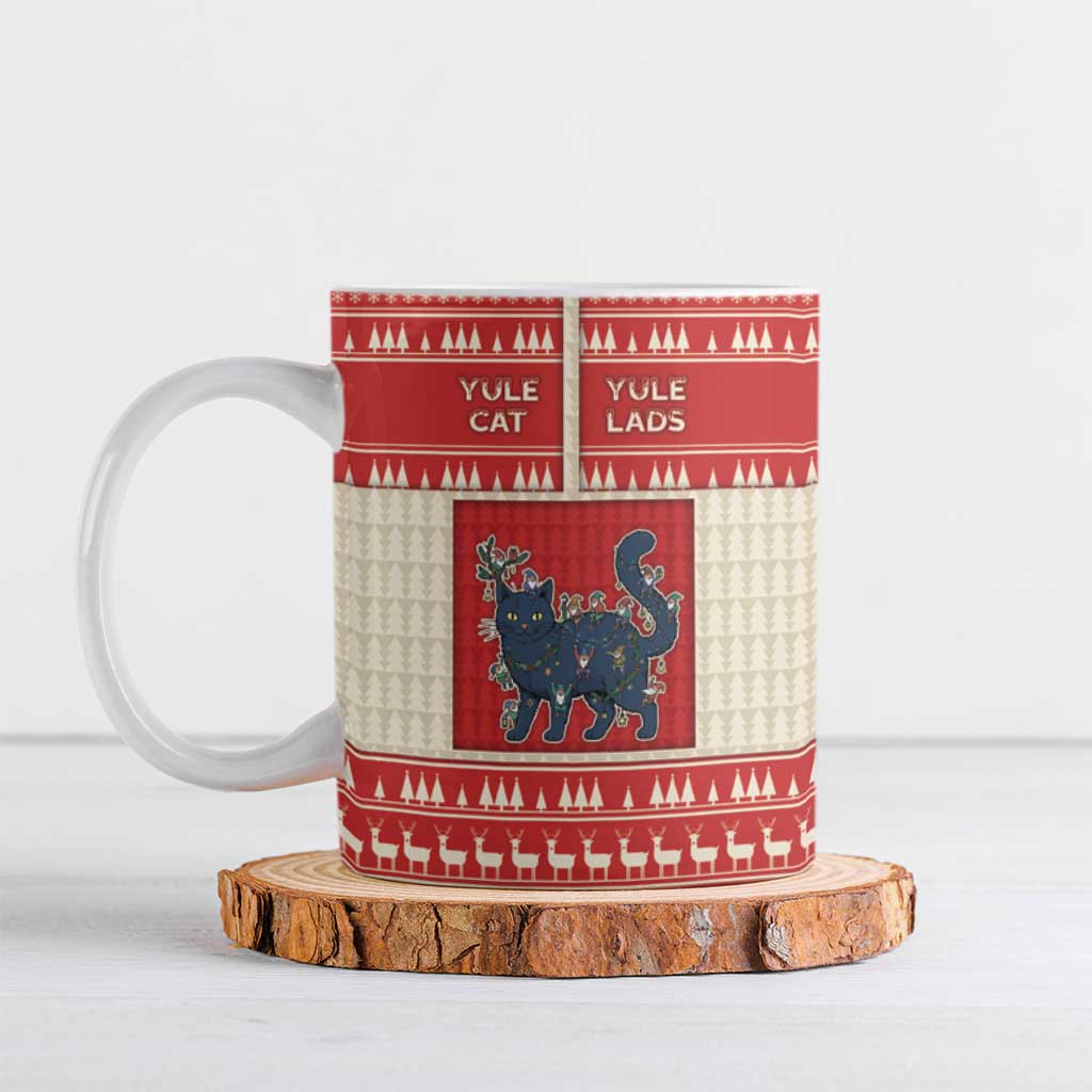 Yule Cat And Yule Lads Ceramic Mug Cute Retro Style - Wonder Print Shop