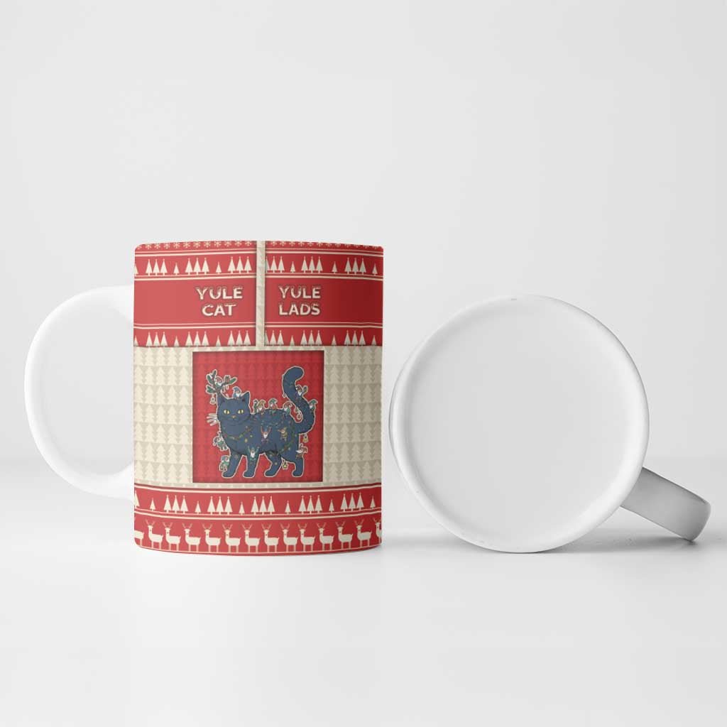 Yule Cat And Yule Lads Ceramic Mug Cute Retro Style - Wonder Print Shop