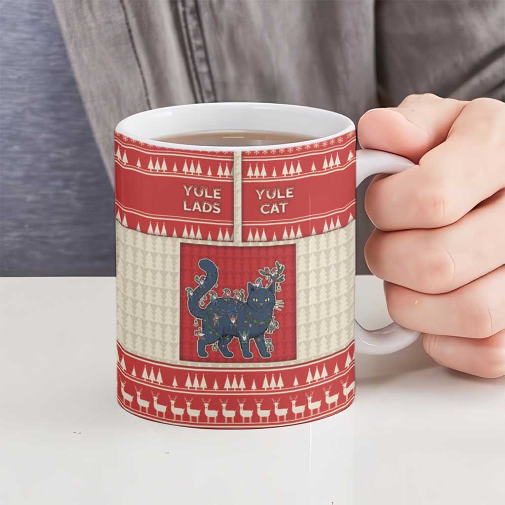 Yule Cat And Yule Lads Ceramic Mug Cute Retro Style - Wonder Print Shop