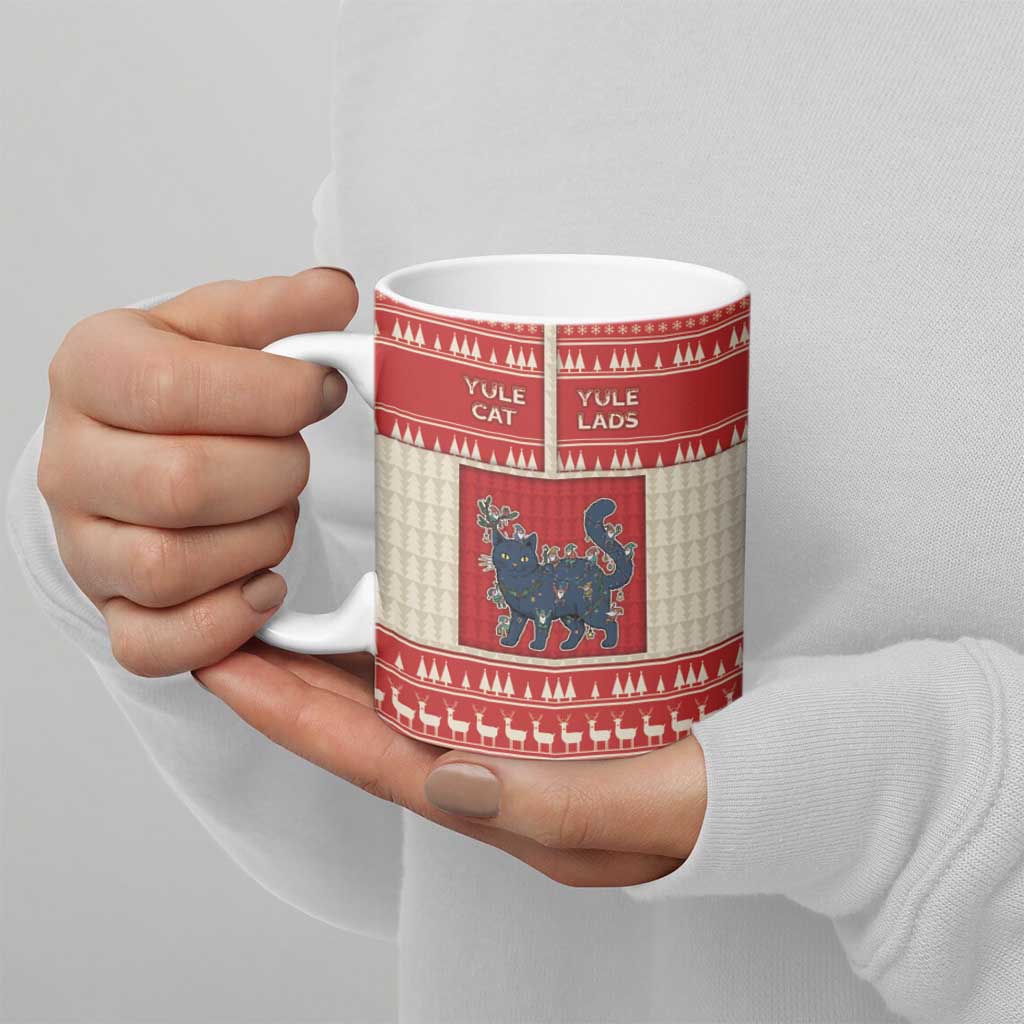 Yule Cat And Yule Lads Ceramic Mug Cute Retro Style - Wonder Print Shop