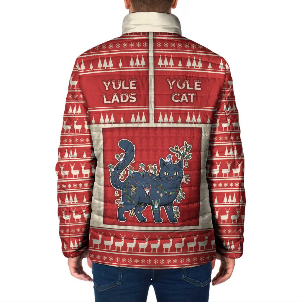 Yule Cat And Yule Lads Padded Jacket Cute Retro Style - Wonder Print Shop