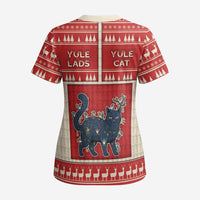 Yule Cat And Yule Lads Scrub Top Cute Retro Style - Wonder Print Shop