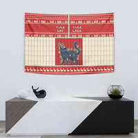 Yule Cat And Yule Lads Tapestry Cute Retro Style - Wonder Print Shop