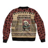 Skull Christmas Bomber Jacket Newspaper Retro Style - Wonder Print Shop