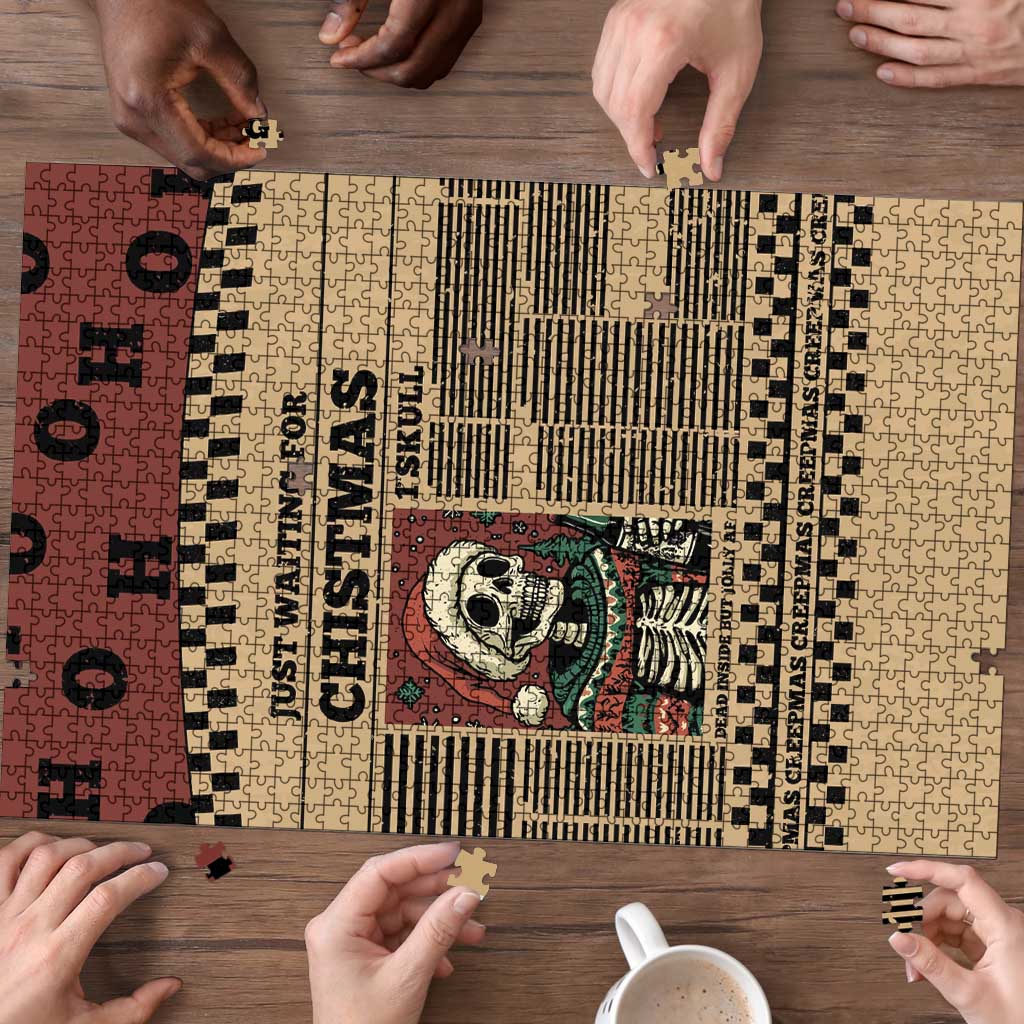 Skull Christmas Puzzle Newspaper Retro Style - Wonder Print Shop