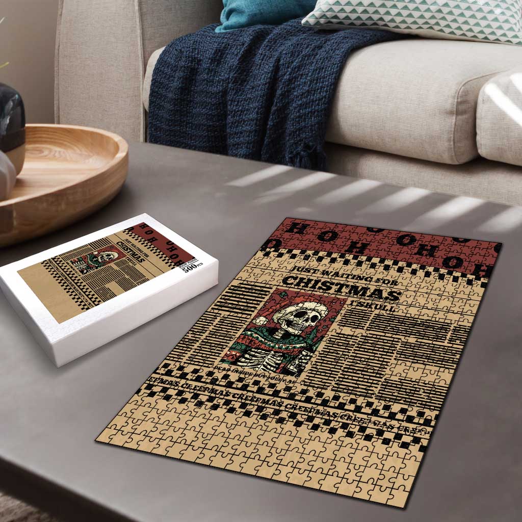 Skull Christmas Puzzle Newspaper Retro Style - Wonder Print Shop