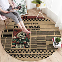 Skull Christmas Round Carpet Newspaper Retro Style - Wonder Print Shop