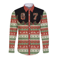 Western Yoke Long Sleeve Button Shirt Funny Six Seven Christmas - Wonder Print Shop