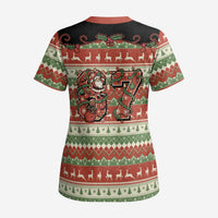 Western Yoke Scrub Top Funny Six Seven Christmas - Wonder Print Shop