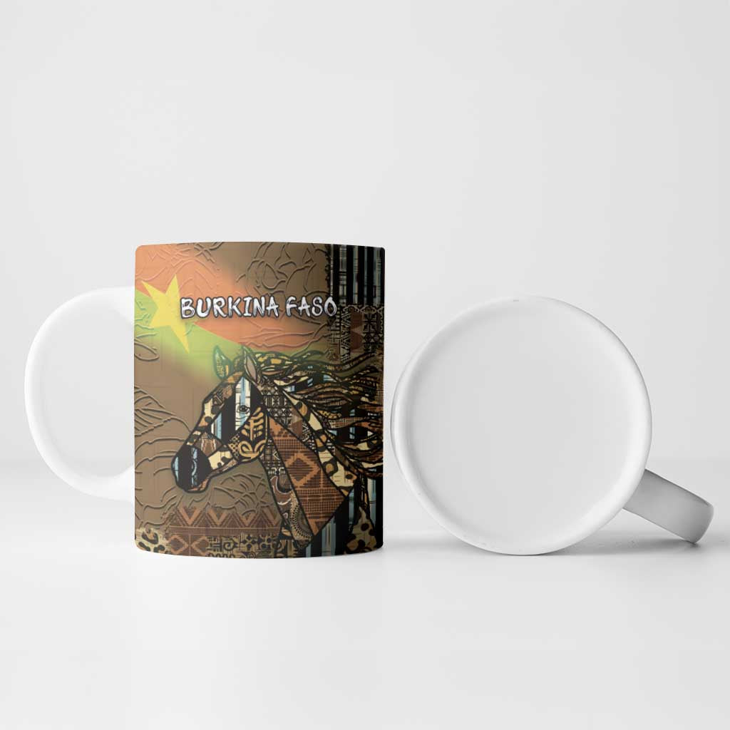Personalized Burkina Faso Ceramic Mug African Tribal Horse Patchwork Style - Wonder Print Shop