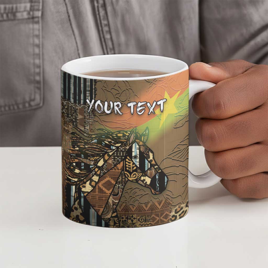 Personalized Burkina Faso Ceramic Mug African Tribal Horse Patchwork Style - Wonder Print Shop