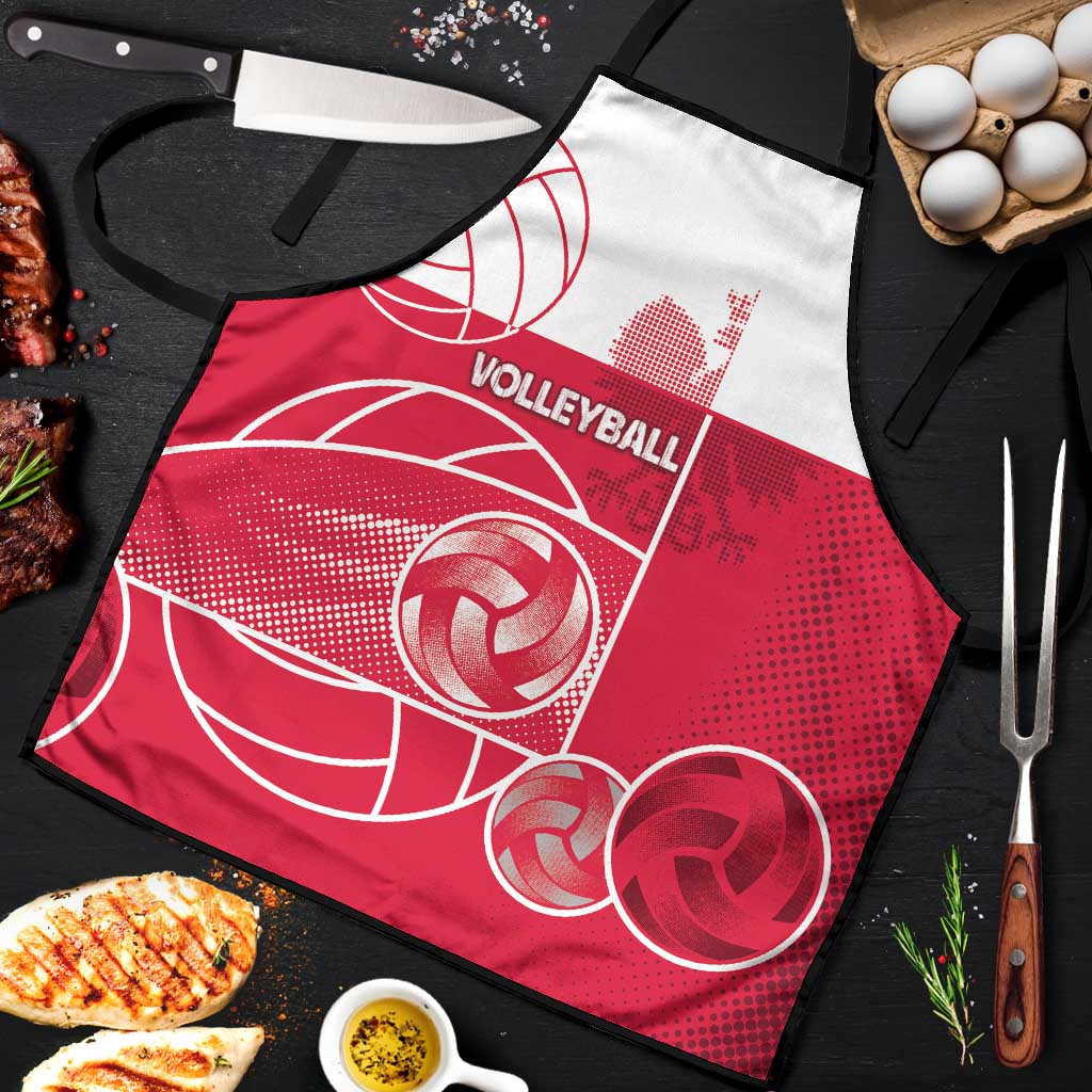 Poland Volleyball Apron Halftone Dot Style