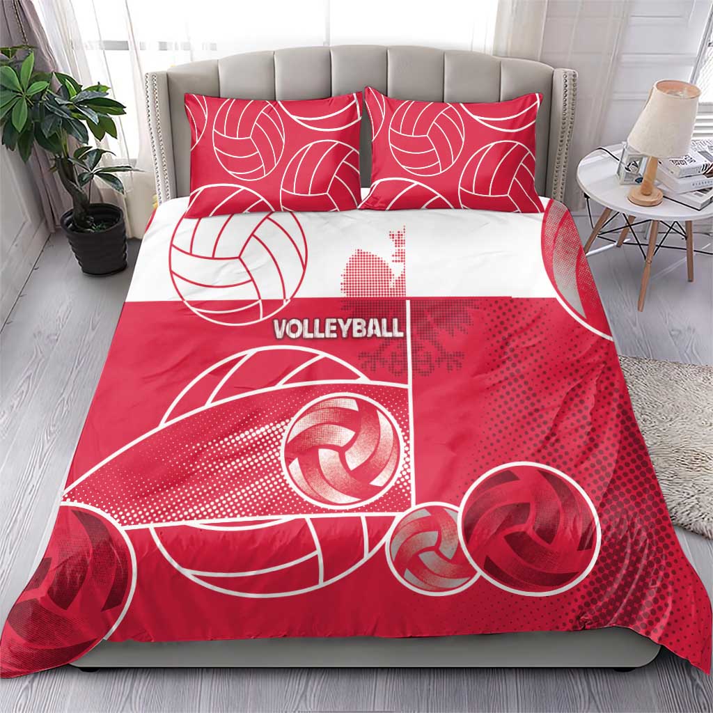 Poland Volleyball Bedding Set Halftone Dot Style