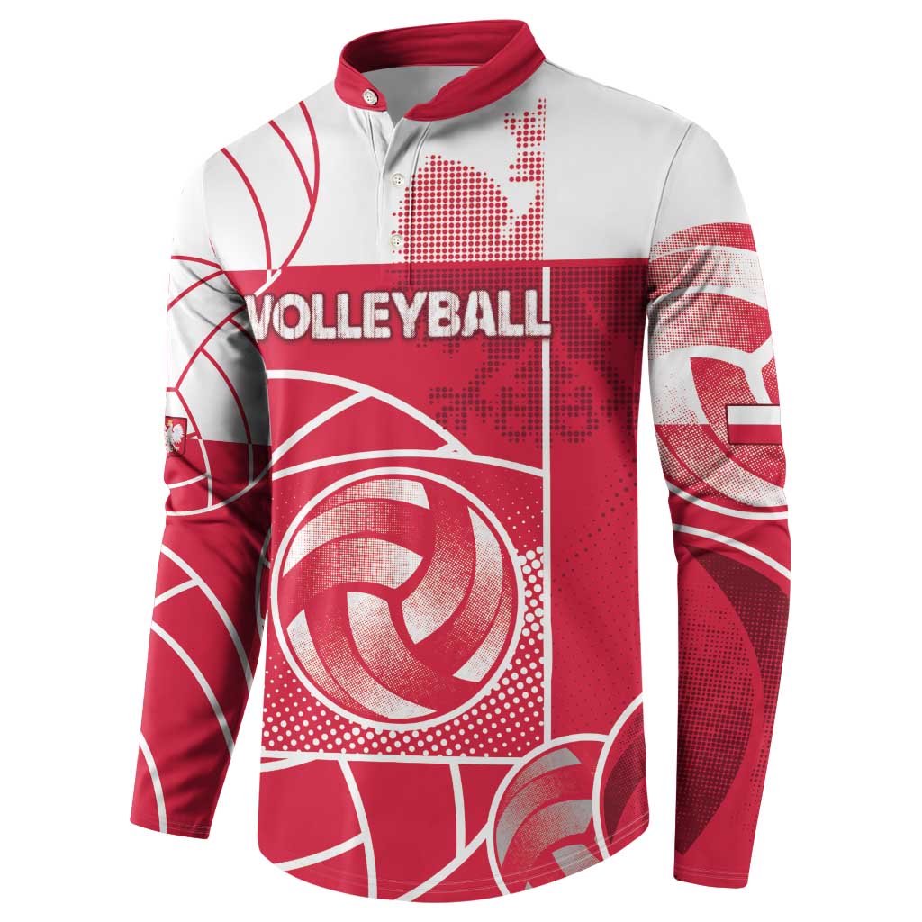 Custom Poland Volleyball Button Sweatshirt Halftone Dot Style