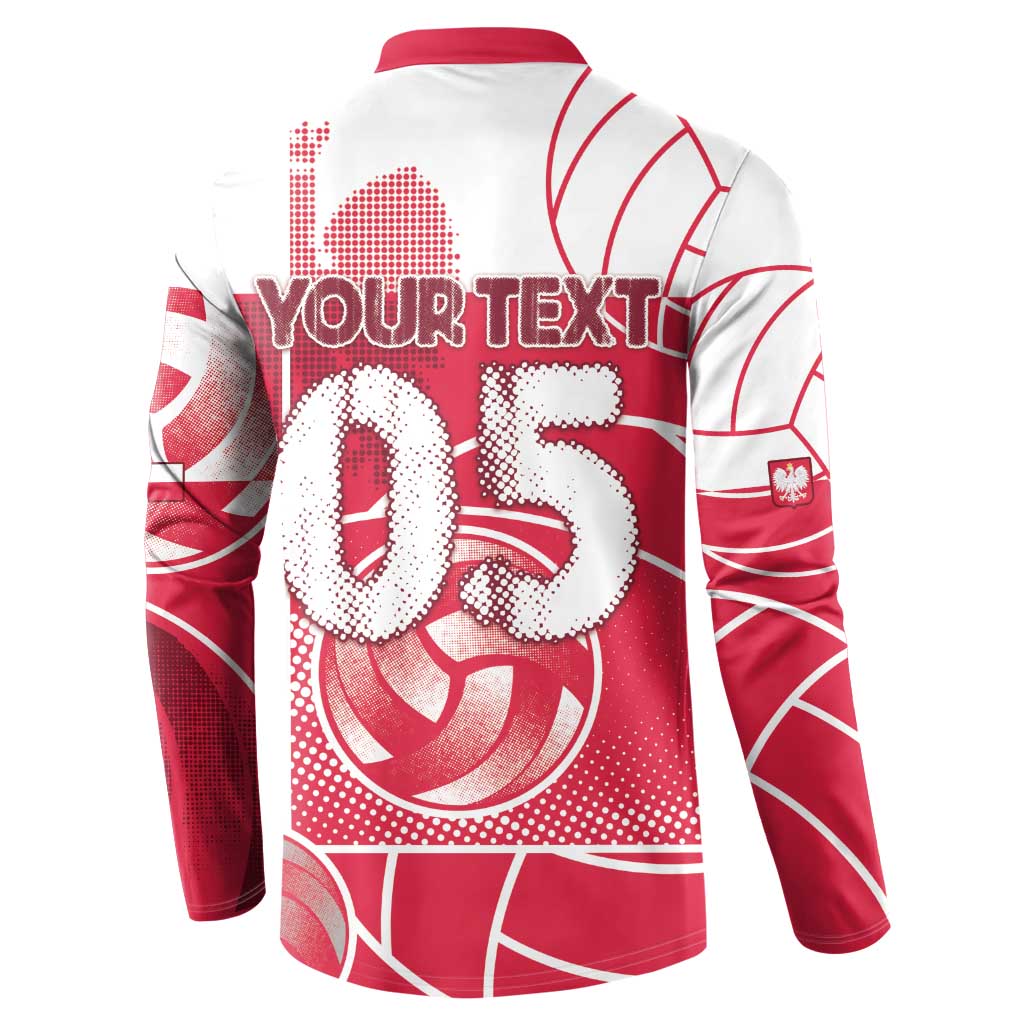 Custom Poland Volleyball Button Sweatshirt Halftone Dot Style