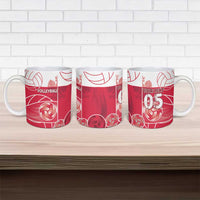 Custom Poland Volleyball Ceramic Mug Halftone Dot Style