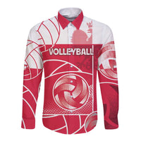 Custom Poland Volleyball Long Sleeve Button Shirt Halftone Dot Style