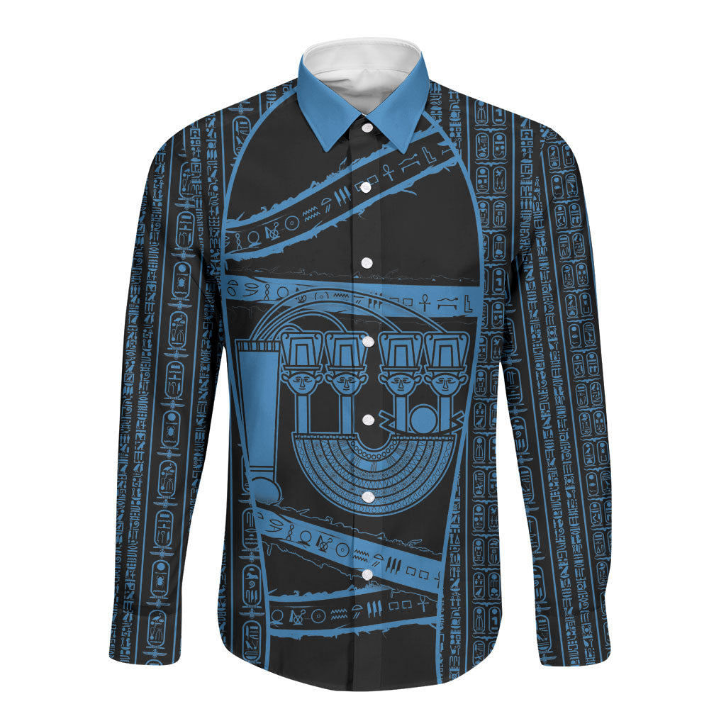 Egypt Menat Long Sleeve Button Shirt Ancient Mythology Goddess Hathor Necklace